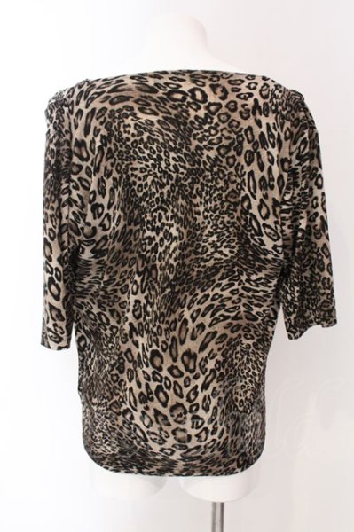 画像2: TORNADO MART / ドレープレオパード五分袖Tシャツ  ブラウン O-25-03-09-044-TO-to-YM-ZT355 (2)