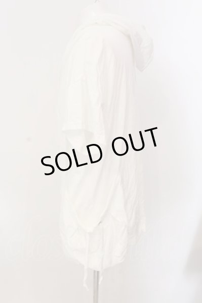 画像2: Angelo / ドレープネック半袖コードパーカー  ホワイト O-25-03-09-067-AG-ts-YM-ZT135 (2)