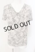 Aegnoir / 総柄ドレープネックTシャツ XL グレー O-25-03-09-073-AG-ts-YM-ZT158