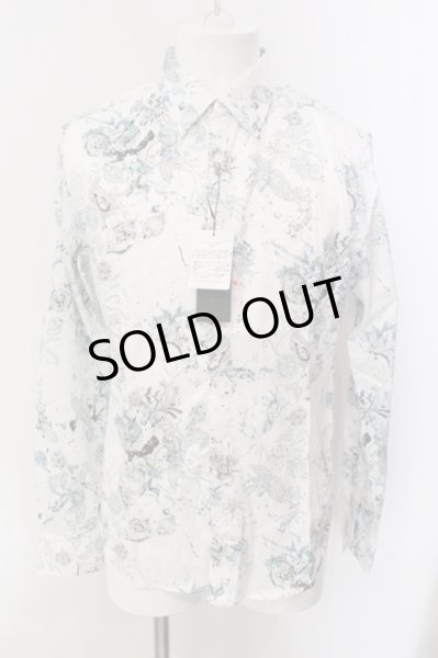 画像1: TORNADO MART / ドットオリエンタルプリントシャツ LL ホワイトｘブルー O-25-03-09-074-TO-sh-YM-ZT136 (1)