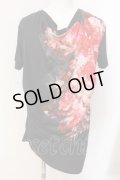 CIVARIZE / モードドレープフラワーTシャツ 46 ブラックｘレッド O-25-03-09-077-CI-ts-YM-OS