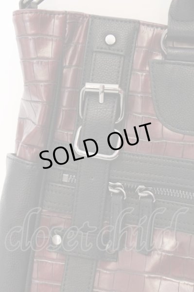 画像2: TORNADO MART / クロコエンボスコンビPUトートバッグ  ボルドーｘブラック O-25-03-09-126-TO-ba-YM-ZT128 (2)