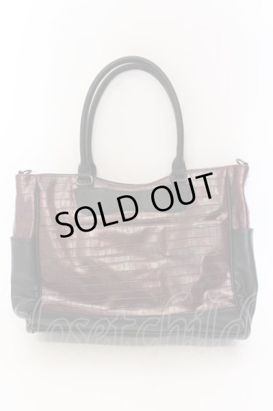 画像3: TORNADO MART / クロコエンボスコンビPUトートバッグ  ボルドーｘブラック O-25-03-09-126-TO-ba-YM-ZT128 (3)