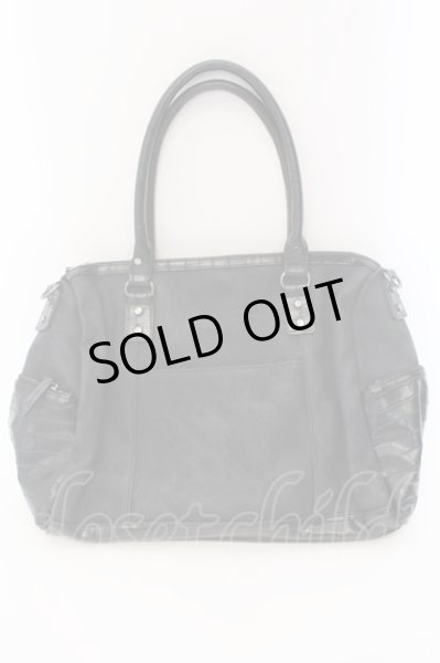 画像3: TORNADO MART / デニムPUライダースボストンバッグ F ブラック O-25-03-09-128-TO-ba-YM-OS (3)