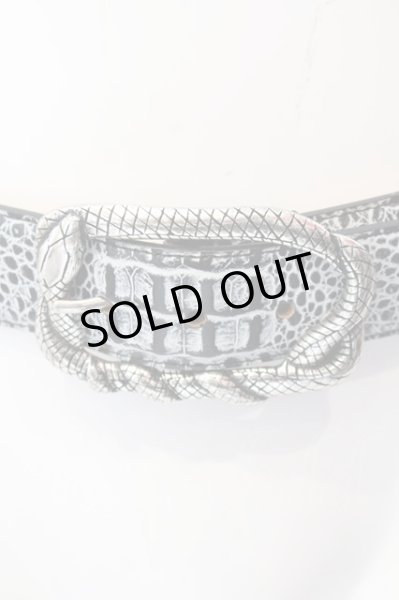 画像2: TORNADO MART / スネークバックルエンボスベルト  シルバーｘホワイトｘブラック O-25-03-09-135-TO-za-YM-ZT-MK001 (2)