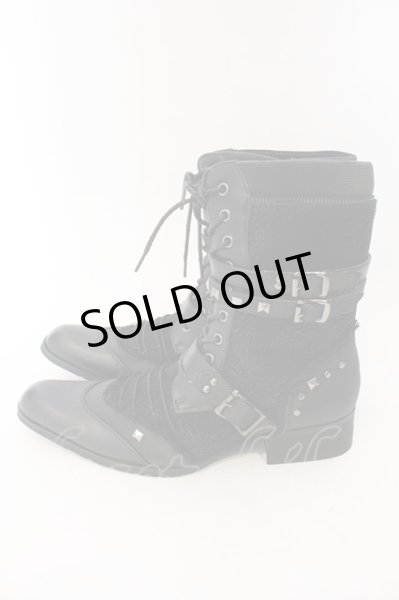 画像3: LOVEHUNTER / ポインテッドトゥベルトヒールレースアップブーツ 41（約26cm） ブラック O-25-03-09-144-LO-sho-YM-OS (3)