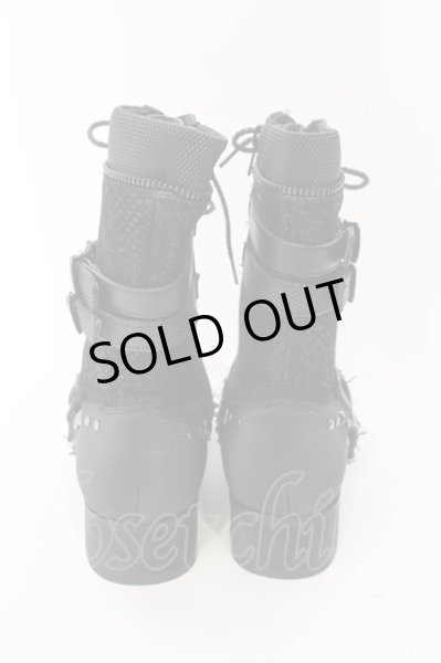 画像4: LOVEHUNTER / ポインテッドトゥベルトヒールレースアップブーツ 41（約26cm） ブラック O-25-03-09-144-LO-sho-YM-OS (4)