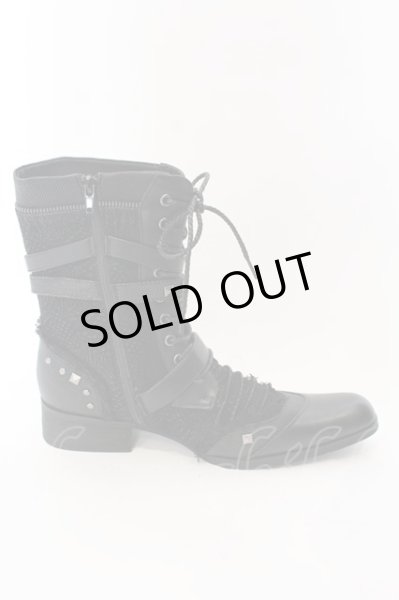 画像5: LOVEHUNTER / ポインテッドトゥベルトヒールレースアップブーツ 41（約26cm） ブラック O-25-03-09-144-LO-sho-YM-OS (5)