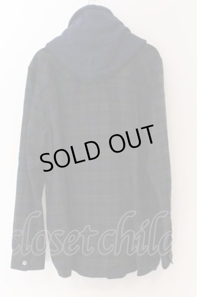 画像2: NO ID. BLACK / フード付きネルチェックシャツ 2 グリーンｘネイビー O-25-03-13-058-NO-sh-YM-ZT343 (2)