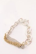 NO ID. / アシンメトリーチェーン3WAYブレスレット  シルバーｘゴールド O-25-03-13-094-NO-ac-YM-ZT344