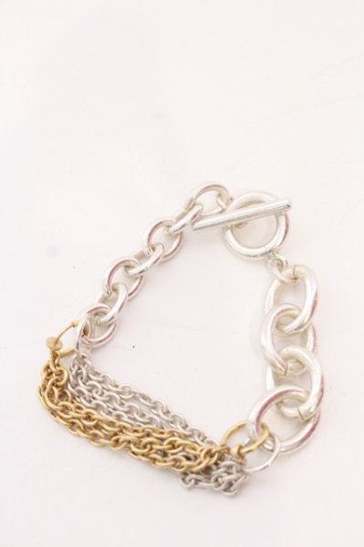 画像1: NO ID. / アシンメトリーチェーン3WAYブレスレット  シルバーｘゴールド O-25-03-13-094-NO-ac-YM-ZT344 (1)