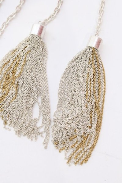 画像2: NO ID. / タッセルラリエットネックレス  シルバーｘゴールド O-25-03-13-096-NO-ac-YM-ZT344 (2)