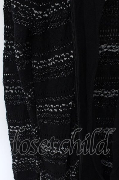 画像2: TORNADO MART / ボタンレスローゲージボーダーカーディガン  ブラックｘホワイトｘシルバー O-25-03-13-012-TO-to-YM-ZT343 (2)