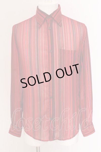 画像1: TORNADO MART / シースルーストライプシャツ  レッド O-25-03-13-017-TO-sh-YM-ZT336 (1)