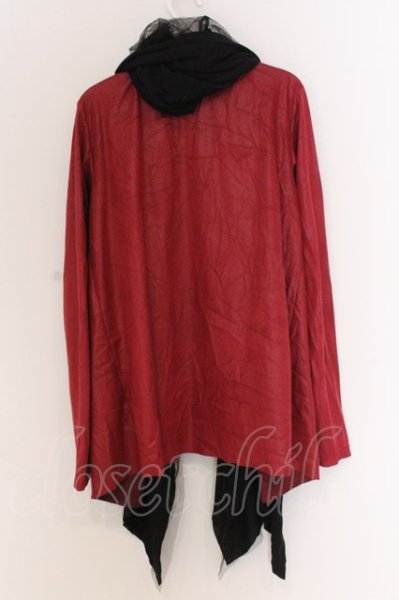 画像3: Wrouge / フェイクスウェードチュールドレープカーディガン M レッドｘブラック O-25-03-13-022-Wr-to-YM-ZT029 (3)