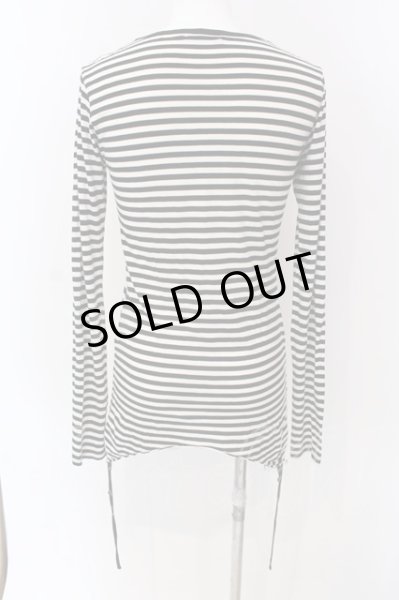 画像2: CIVARIZE / Threat 変形サイドギャザーフラワースカルカットソー 46 ブラックｘホワイト O-25-03-16-018-CI-to-YM-ZT0319 (2)