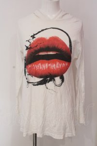 CIVARIZE / リッププリントフーデッドカットソー 44 ホワイト O-25-03-18-006-CI-to-YM-ZT029