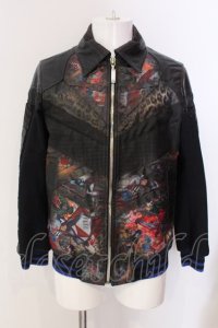 Roen / ラムレザー切り替えグラフィックブルゾン 46 マルチ O-25-03-20-006-Ro-ja-YM-ZT-ML001