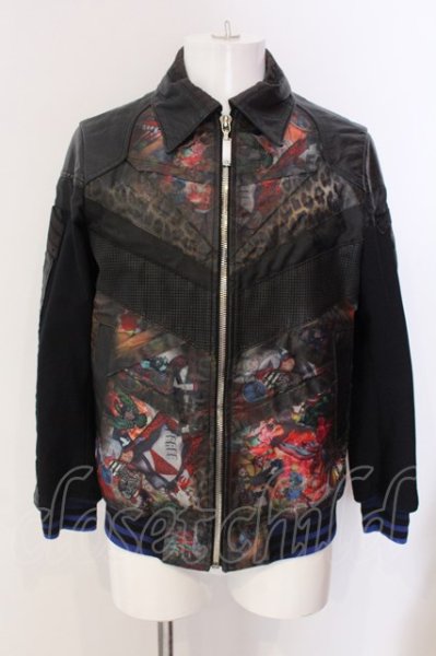 画像1: Roen / ラムレザー切り替えグラフィックブルゾン 46 マルチ O-25-03-20-006-Ro-ja-YM-ZT-ML001 (1)