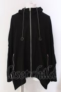 CIVARIZE / レースアップ変形ポンチョパーカー F ブラック O-25-03-20-007-CI-to-YM-OS