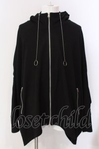 CIVARIZE / レースアップ変形ポンチョパーカー F ブラック O-25-03-20-007-CI-to-YM-OS