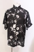 NO ID. BLACK / 花柄ショートカラーBIGシャツ 1 ブラック O-25-03-20-009-NO-sh-YM-ZT011