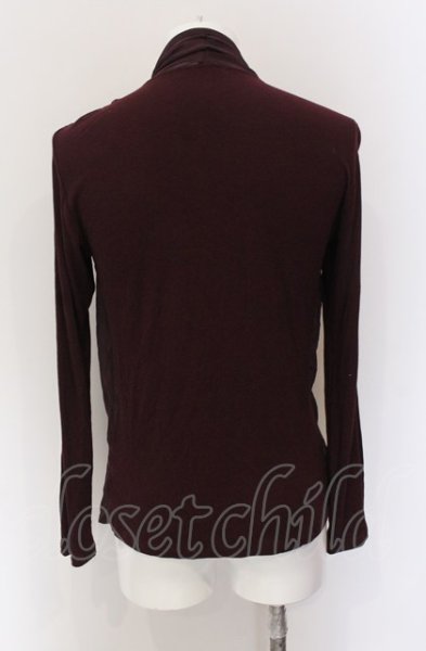 画像3: TORNADO MART / テレコ＆シフォン異素材切り替えカットソー M ボルドー O-25-04-04-026-TO-to-YM-ZT245 (3)