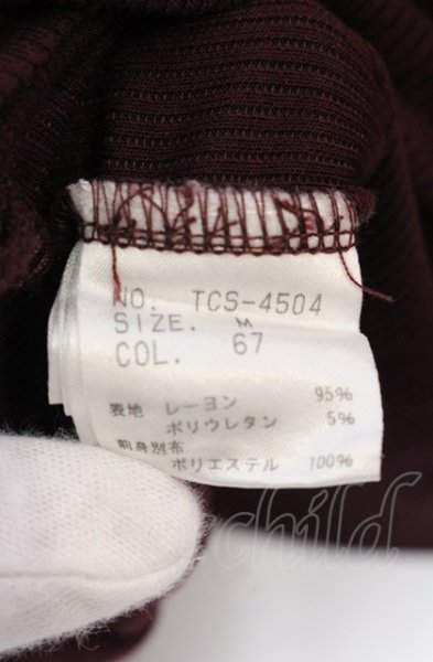 画像4: TORNADO MART / テレコ＆シフォン異素材切り替えカットソー M ボルドー O-25-04-04-026-TO-to-YM-ZT245 (4)