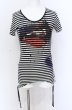 画像1: CIVARIZE / Upheaval サイドギャザーリップTシャツ 44 ブラックｘホワイト O-25-04-04-027-CI-ts-YM-OS (1)
