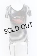 CIVARIZE / Upheaval サイドギャザーリップTシャツ 44 ブラックｘホワイト O-25-04-04-027-CI-ts-YM-OS