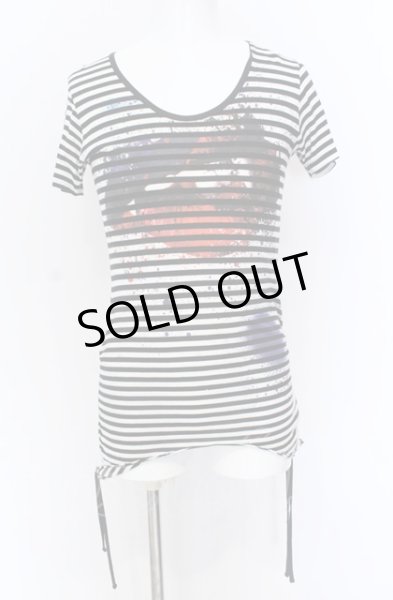 画像1: CIVARIZE / Upheaval サイドギャザーリップTシャツ 44 ブラックｘホワイト O-25-04-04-027-CI-ts-YM-OS (1)