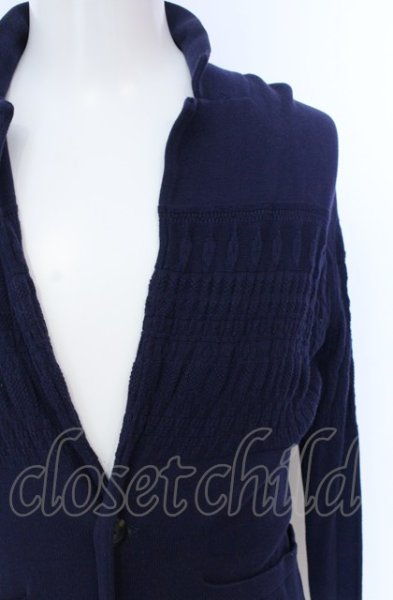 画像2: NO ID. / ニットパネルオルテガパターンジャケット 1 ネイビー O-25-04-04-030-NO-ja-YM-ZT252 (2)