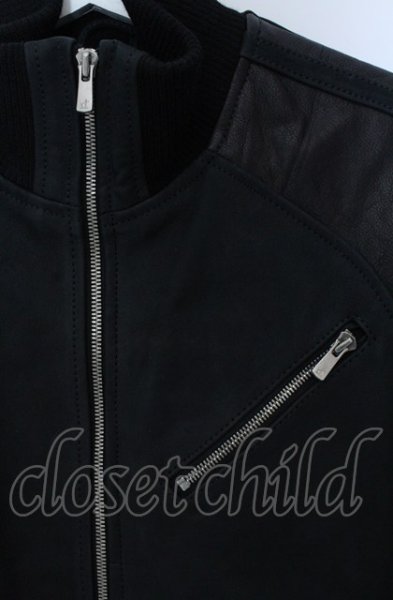 画像2: NO ID. / カウレザートラックブルゾンジャケット 1 ブラック O-25-04-04-034-NO-ou-YM-ZT-ML032 (2)