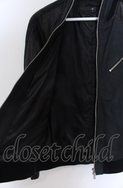 画像4: NO ID. / カウレザートラックブルゾンジャケット 1 ブラック O-25-04-04-034-NO-ou-YM-ZT-ML032 (4)