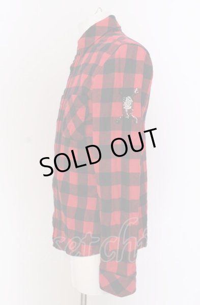 画像2: Roen / スカススワロフスキーブロックチェックシャツ JP M レッド O-25-04-04-037-Ro-sh-YM-ZT253 (2)