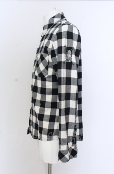 画像2: Roen / スカススワロフスキーブロックチェックシャツ JP S ブラック O-25-04-04-038-Ro-sh-YM-ZT253 (2)
