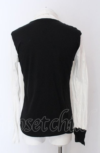 画像2: NO ID. / タートルネックバイカラーカットソー 1 ブラックｘホワイト O-25-04-04-041-NO-to-YM-ZT253 (2)