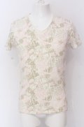 BUFFALO BOBS / ボタニカル総柄VネックTシャツ 1 ホワイトｘピンク O-25-04-04-047-BU-ts-YM-ZT245