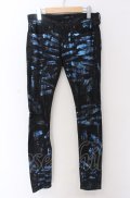 CIVARIZE / Avid カラー箔加工ストレッチスキニーデニムパンツ 42 ブラック×ブルー O-25-04-04-051-CI-pa-YM-ZT246