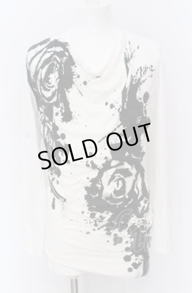 画像1: CIVARIZE / Disturbiaジップ付ドレープ総柄カットソー 44 ホワイト O-25-04-04-020-CI-to-YM-OS (1)