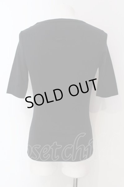 画像2: NO ID. / スムースストレッチ五分袖カットソー 1 ブラック O-25-04-06-036-NO-ts-YM-ZT267 (2)