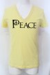 画像1: NO ID. / PEACE VネックTシャツ 1 イエロー O-25-04-06-040-NO-ts-YM-ZT267 (1)