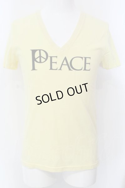 画像1: NO ID. / PEACE VネックTシャツ 1 イエロー O-25-04-06-040-NO-ts-YM-ZT267