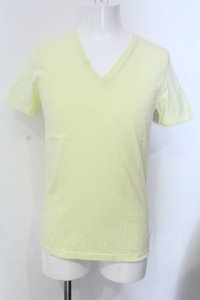 NO ID. / ディープVネックカラーTシャツ 1 ネオンイエロー O-25-04-06-041-NO-ts-YM-ZT267