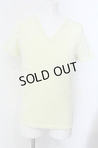 NO ID. / ディープVネックカラーTシャツ 1 ネオンイエロー O-25-04-06-041-NO-ts-YM-ZT267