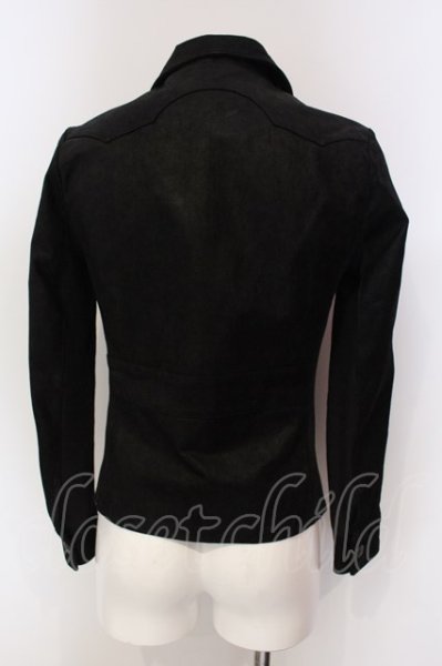 画像2: NO ID. / レザースタンドカラーブルゾン 1 ブラック O-25-04-06-004-NO-ou-YM-ZT-ML030 (2)