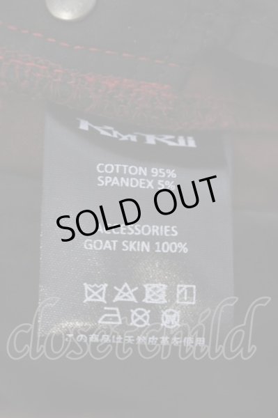 画像3: 14th Addiction / レザー切り替えクロップドパンツ 0 ブラックｘレッド系 O-25-04-06-051-14-pa-YM-ZT027 (3)