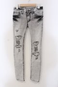LGB / WM/ST103/BR ブリーチスキニーデニムパンツ レディース25 グレー O-25-04-06-057-LG-pa-YM-ZT143