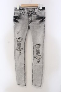LGB / WM/ST103/BR ブリーチスキニーデニムパンツ レディース25 グレー O-25-04-06-057-LG-pa-YM-ZT143
