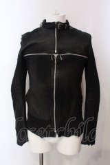14th Addiction / Cross Zip Leather ジャケット 1 ブラック（ムラ染色） O-25-04-06-063-14-ou-YM-OS
